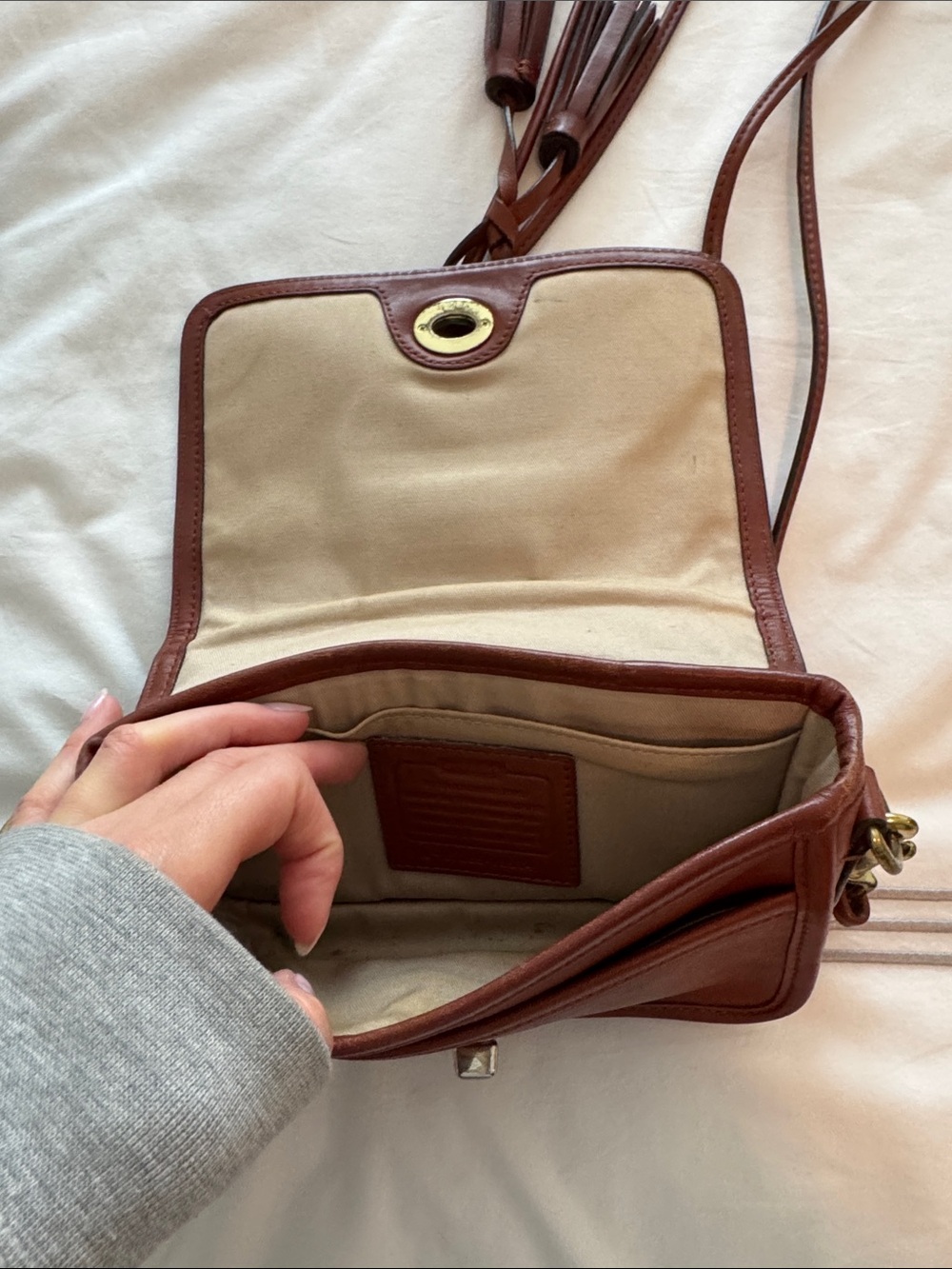 Coach Brown Leather Crossbody with Tassel Strap - Picture 2 of 5